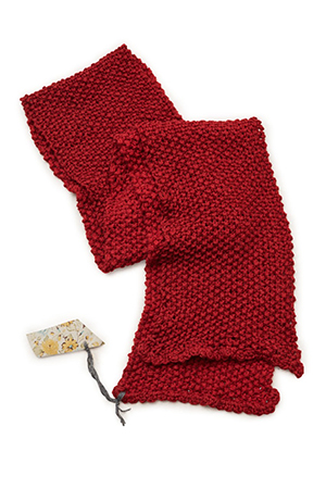 Hand-Knitted Scarf - Watermelon Red