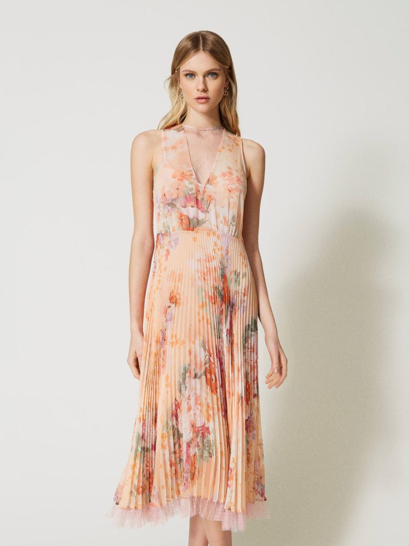 Twin Set Pleated Creponne Midi Dress